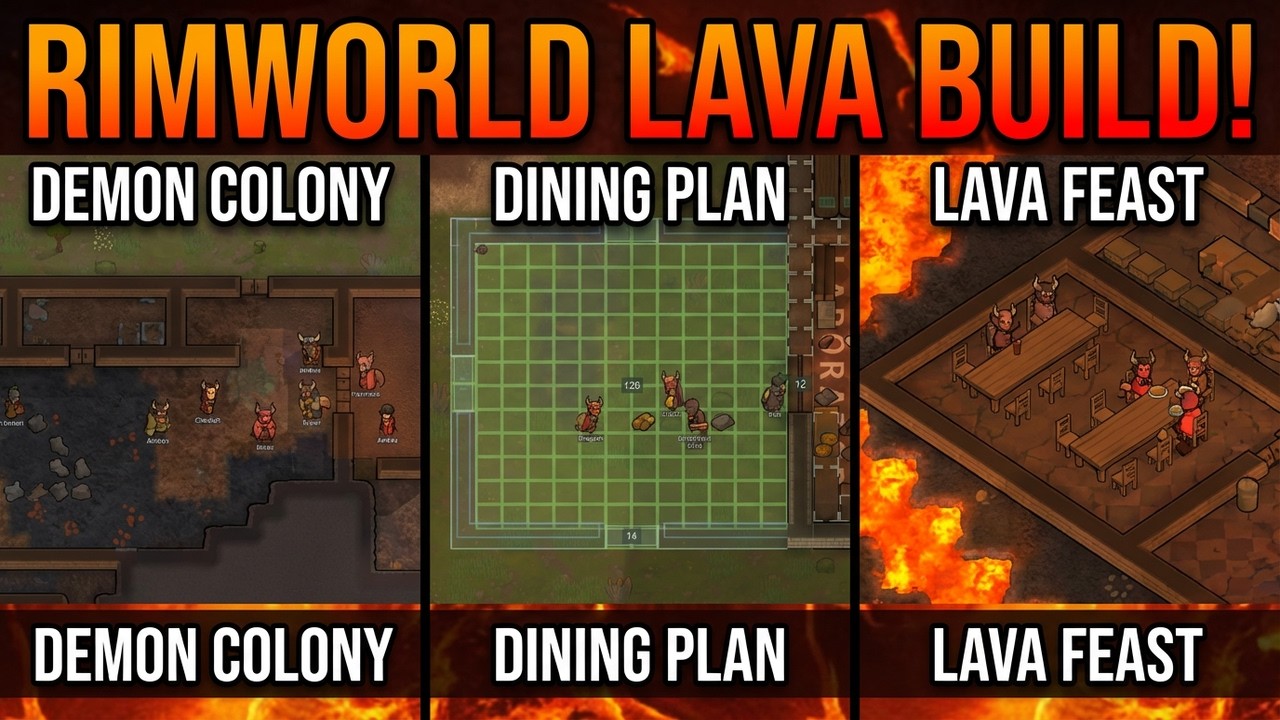 Building a Dining Area :Demons Surviving in the Lava Fields  Rimworld Part 3
