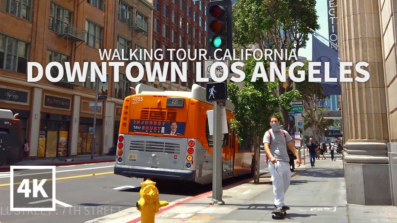[4K] LOS ANGELES - Walking Downtown Los Angeles, DTLA, Hill Street & 7th Street, California, 4K UHD