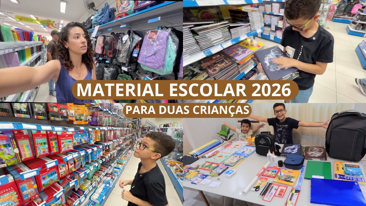 COMPRANDO MATERIAL ESCOLAR DOS MENINOS, MUITA COISA NA LISTA, PREÇOS VARIADOS, ALMOÇAMOS FORA
