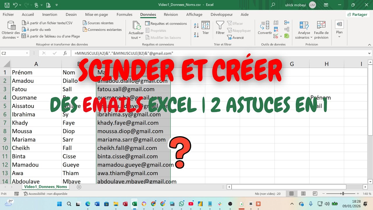 Comment Scinder une Colonne dans Excel | Créer des Emails Automatiquement