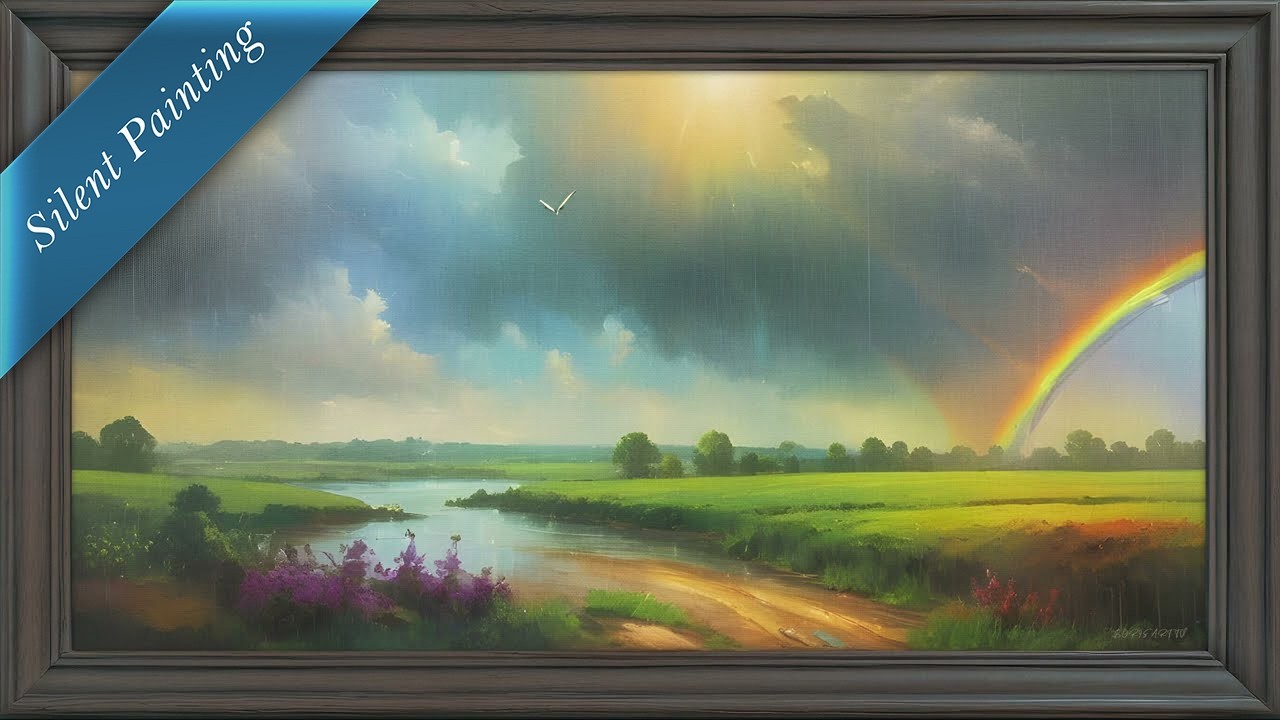 5-Hour 4K TV Screensaver: Summer Rain Framed Painting 🌦️