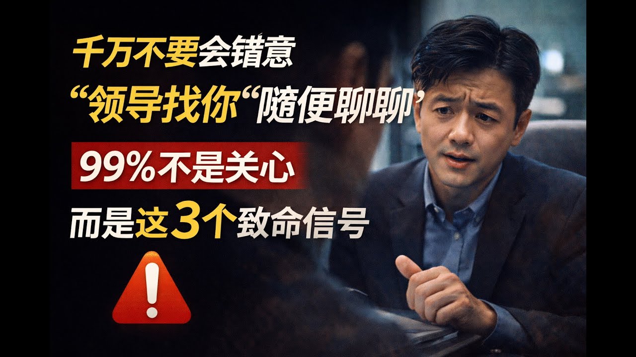 千万不要会错意：领导找你“随便聊聊”，99%不是关心，而是3个致命信号 #职场成长  #工作方法 #商业思维  #思维模型 #自我提升