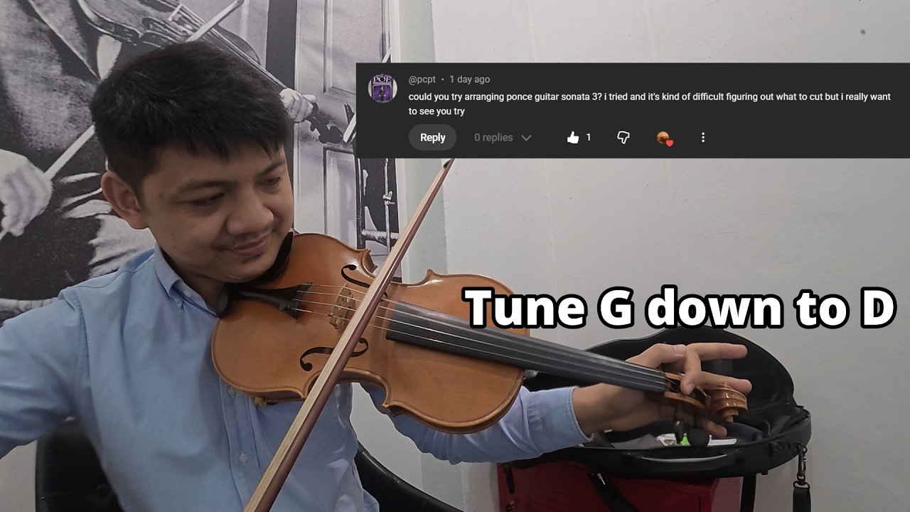 Viewer Chanllenge: Ponce Guitar Sonata III on Solo Violin | Scordatura (G to D)