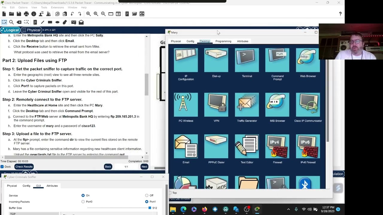 Cybersecurity Essentials Packet Tracer  - Communicating in a Cyber World.