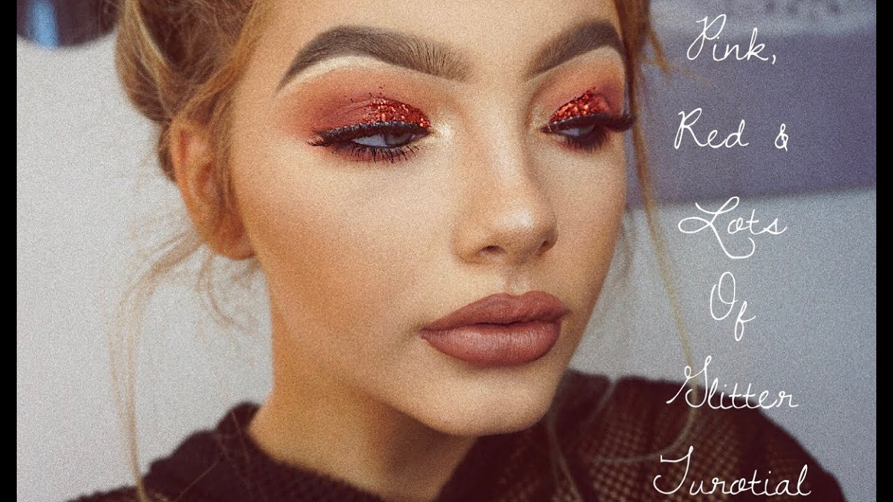 Red & Pink Makeup Tutorial | WARNING.. Lots Of Glitter | Sophia Mitchell