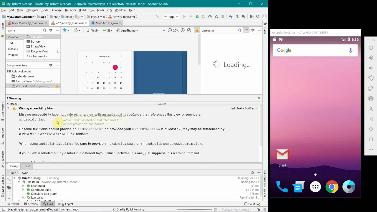 Create a Custom Calendar App to store reminders and events using SQLite Database in Android Studio?