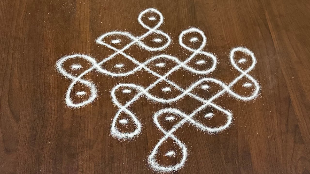 | Simple Daily Rangoli | 5 Dots Melikala Muggulu | perfect rangoli |