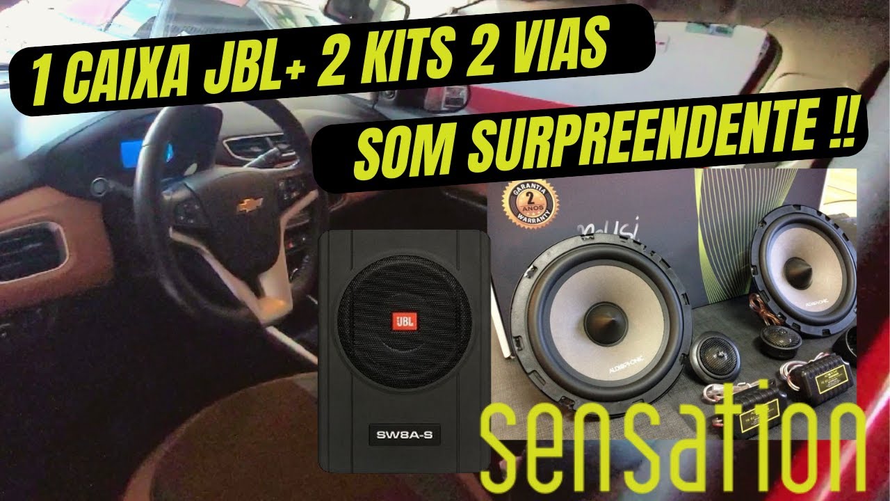 SOM INTERNO COM 2 KITS 2 VIAS AUDIOPHONIC SENSATION E 1 CAIXA AMPLIFICADA JBL - ONIX ACTIV