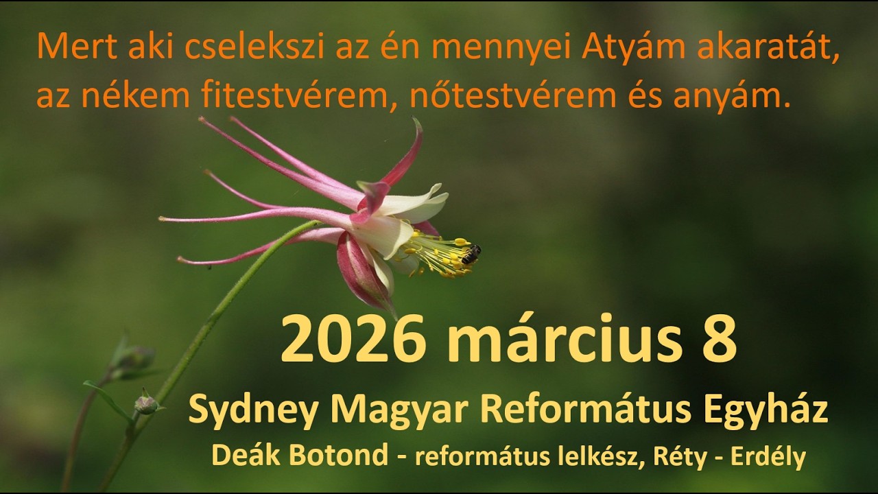 Sydney Magyar Református Egyház 2026 március 8