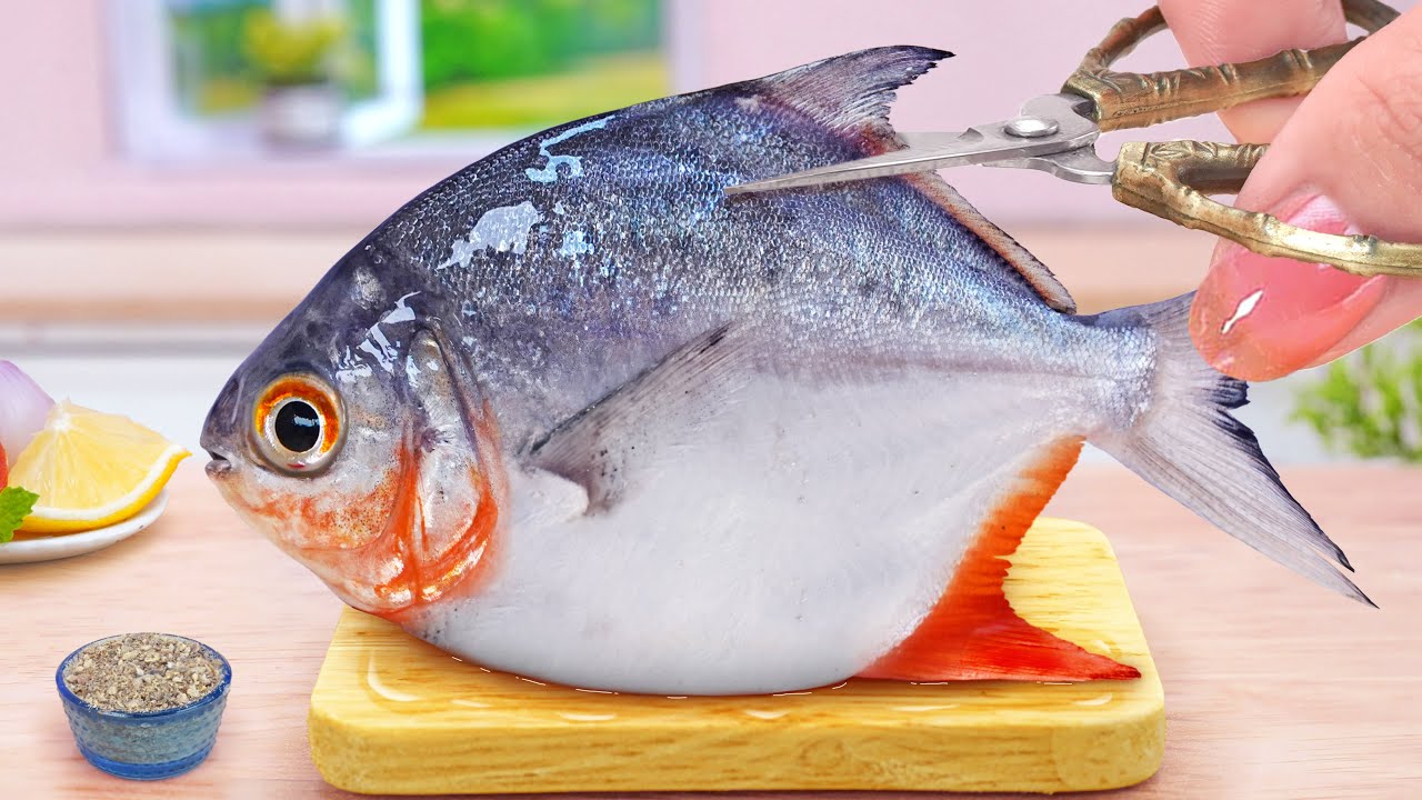 Secret Of Fish Recipe 🐳 How To Make Miniature Grilled Baby Pomfret Fish 💞 Tina Mini Cooking