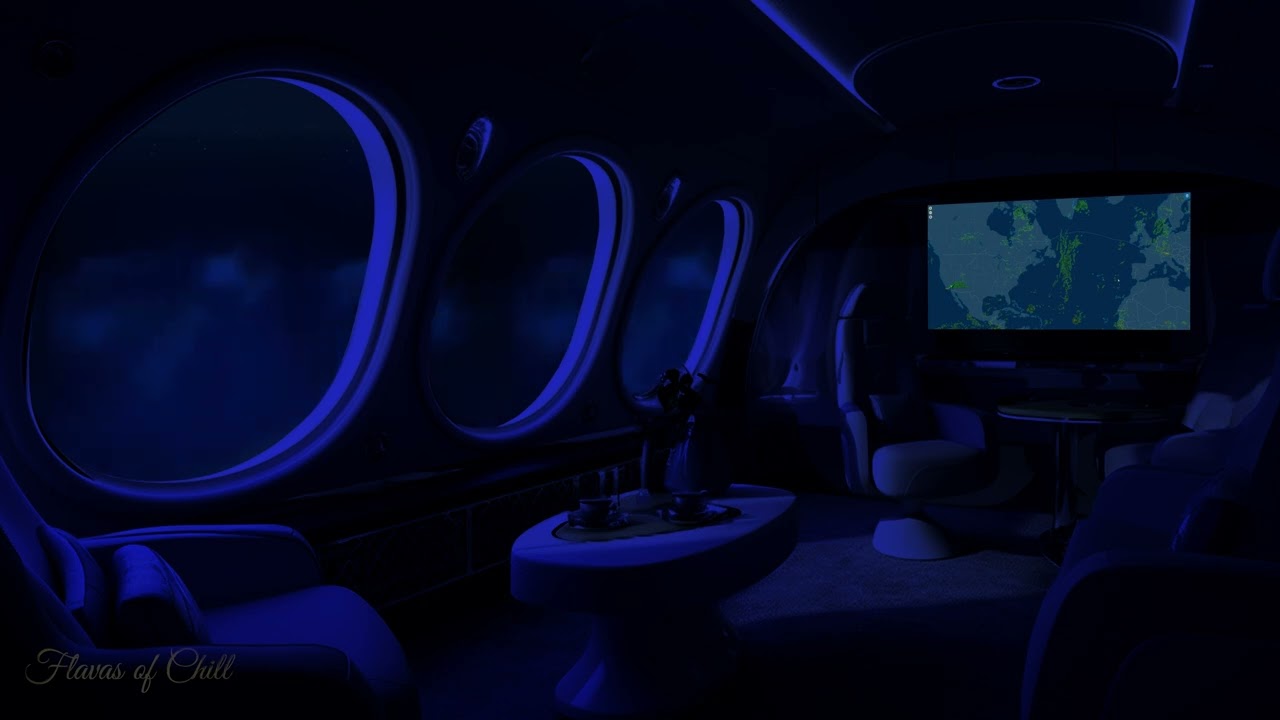 DARK Private Large Window Office Brown Noise Flight Ambience | Flight Map | Sleep, Read, Study | Zen
