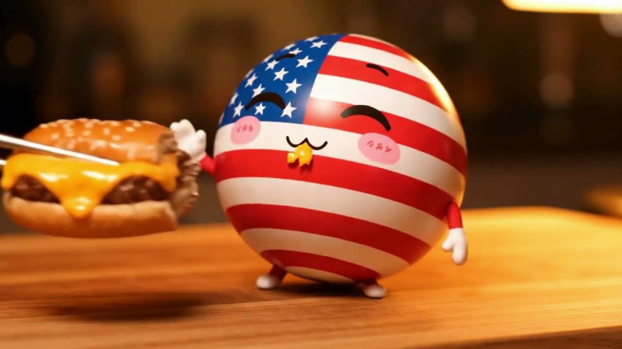 🌍Part 1 ASMR Flag balls eating their Own Food🍜