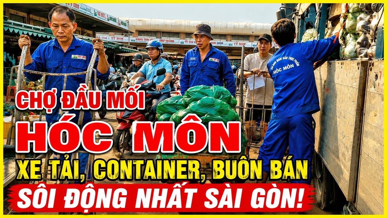 Chợ Đầu Mối Nông Sản Hóc Môn Xe Tải, Container, Buôn Bán Sôi Động