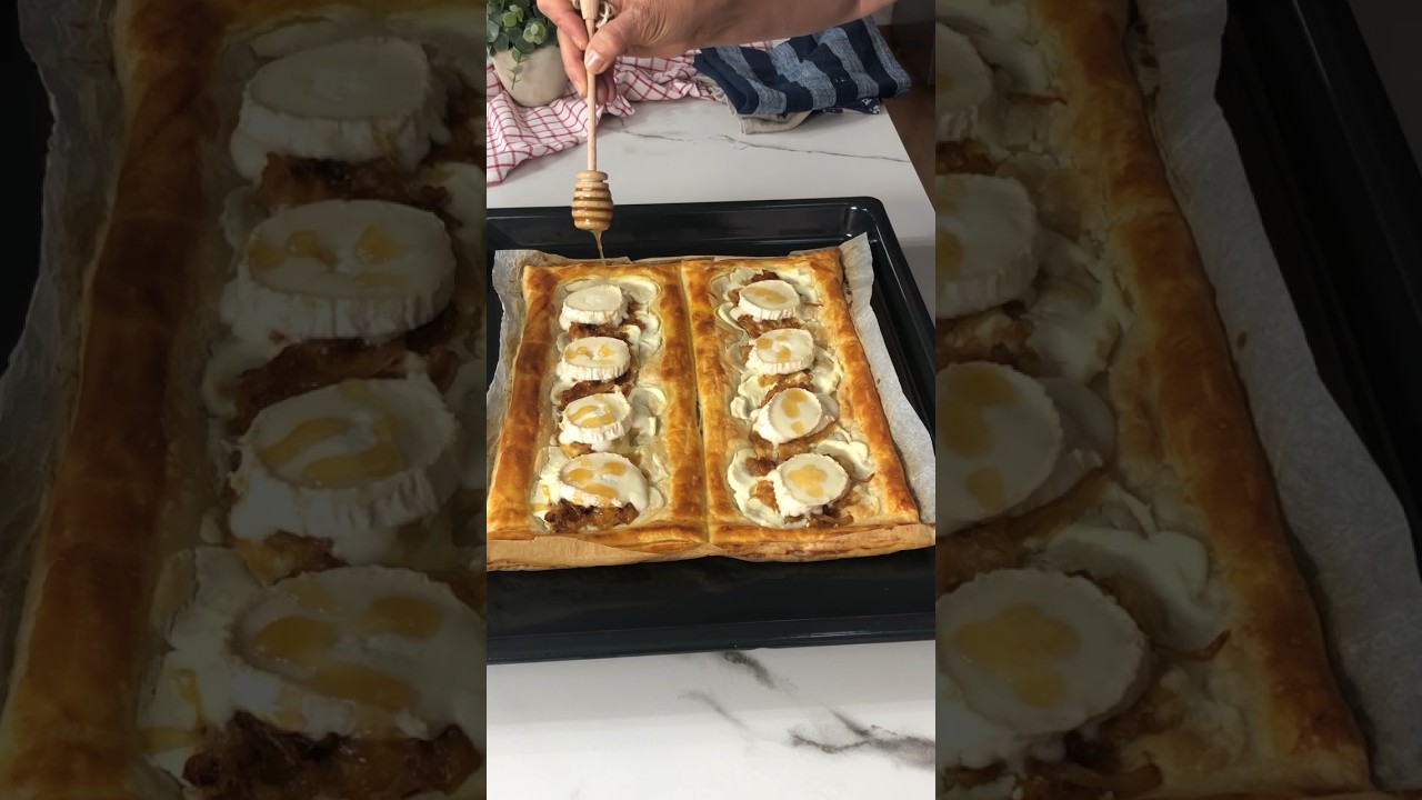 Hojaldre de queso de cabra y cebolla caramelizada