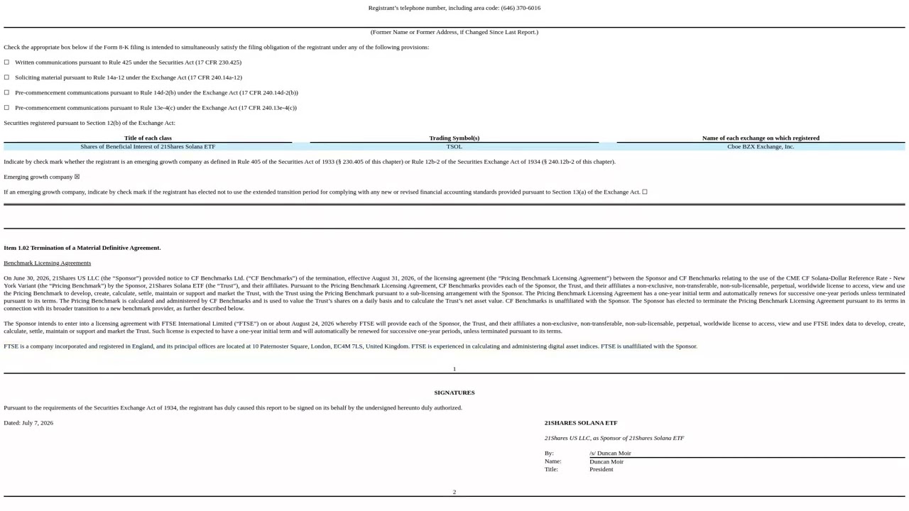 ETF 21Shares Solana: Мой разбор отчёта о смене бенчмарка