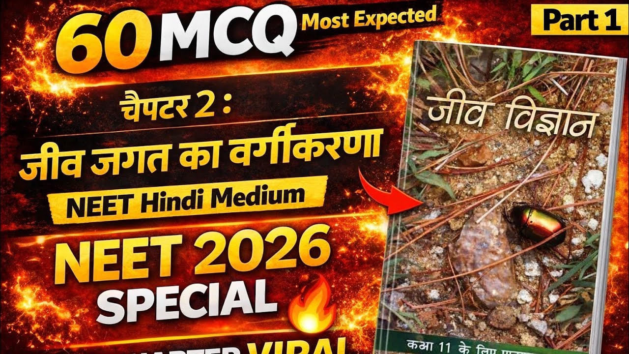 NEET Biology Hindi Medium MCQ | जीव जगत का वर्गीकरण | 60 Important Questions 🔥