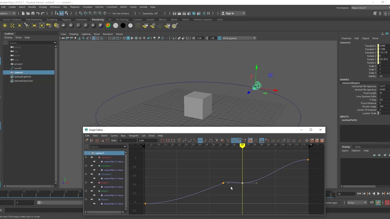 Maya Stopping Camera Attached to Path