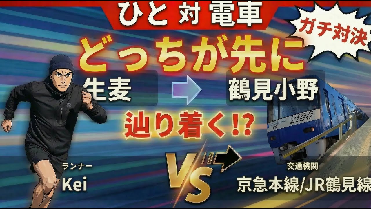 【対決動画】ヒトは電車より先に目的地に辿り着けるのか？　京急本線 生麦駅－JR鶴見線 鶴見小野間を電車とヒトがガチ競争！先に到着するのはどっちだ？