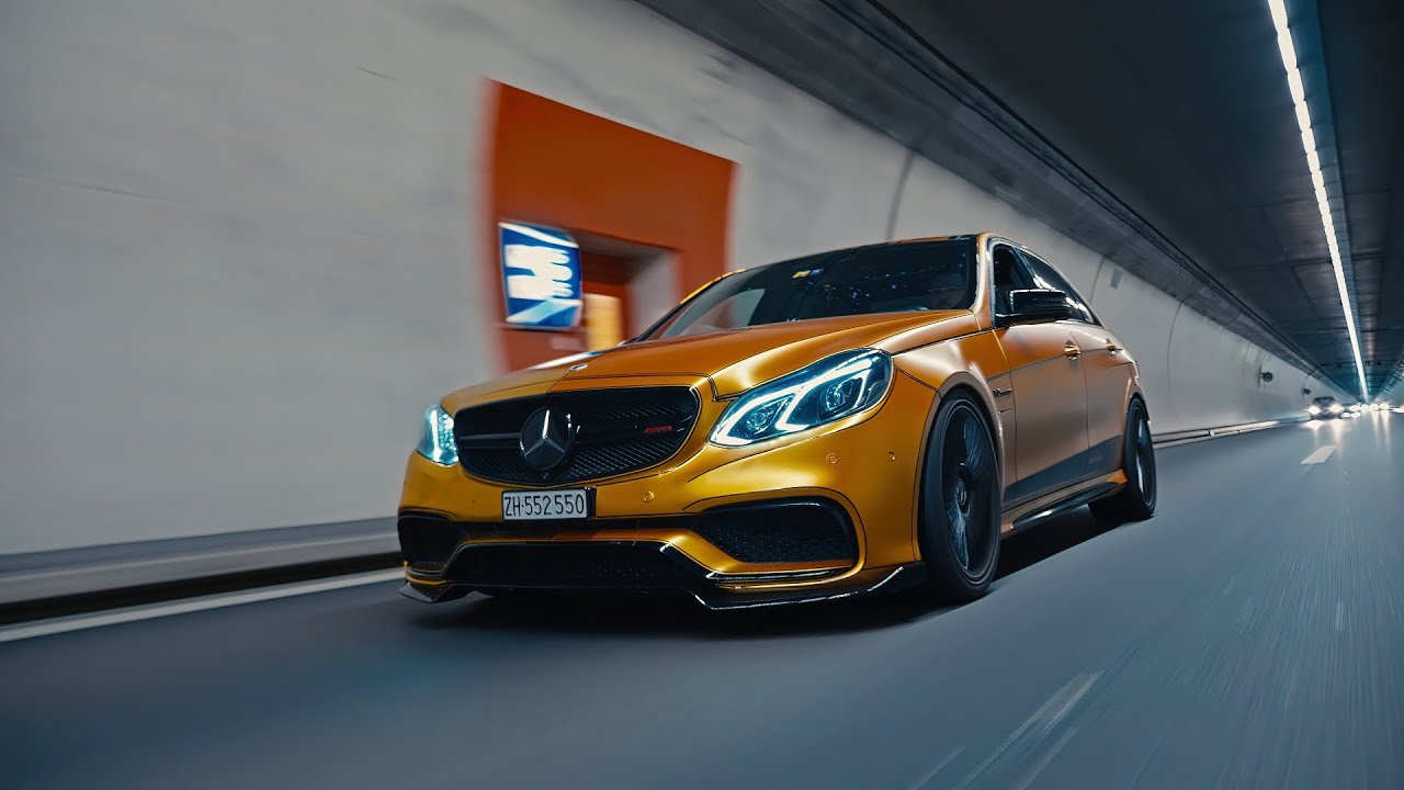 GOLD MERCEDES E63s AMG | NIGHTRUN | 4K
