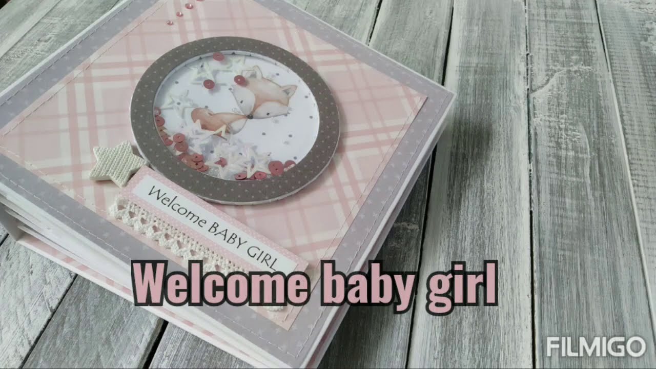 Welcome Baby Girl | Pop-up Baby Girl Scrapbook Mini Album | Pop up scrapbook | pop up page | SOLD