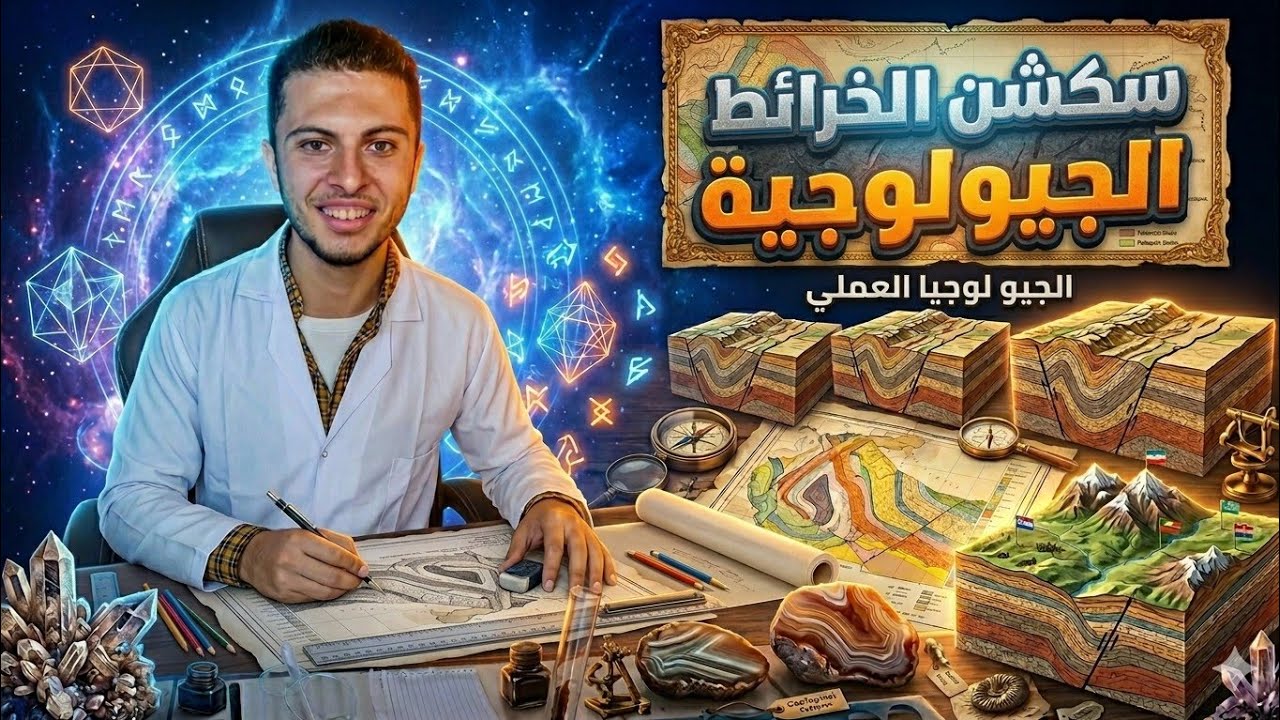 سكشن الجيولوجيا الطبقات المائلة وحل افكار الخرائط8و9و10و11و12 الفرقة الاولي علوم و تربية عام &اساسي