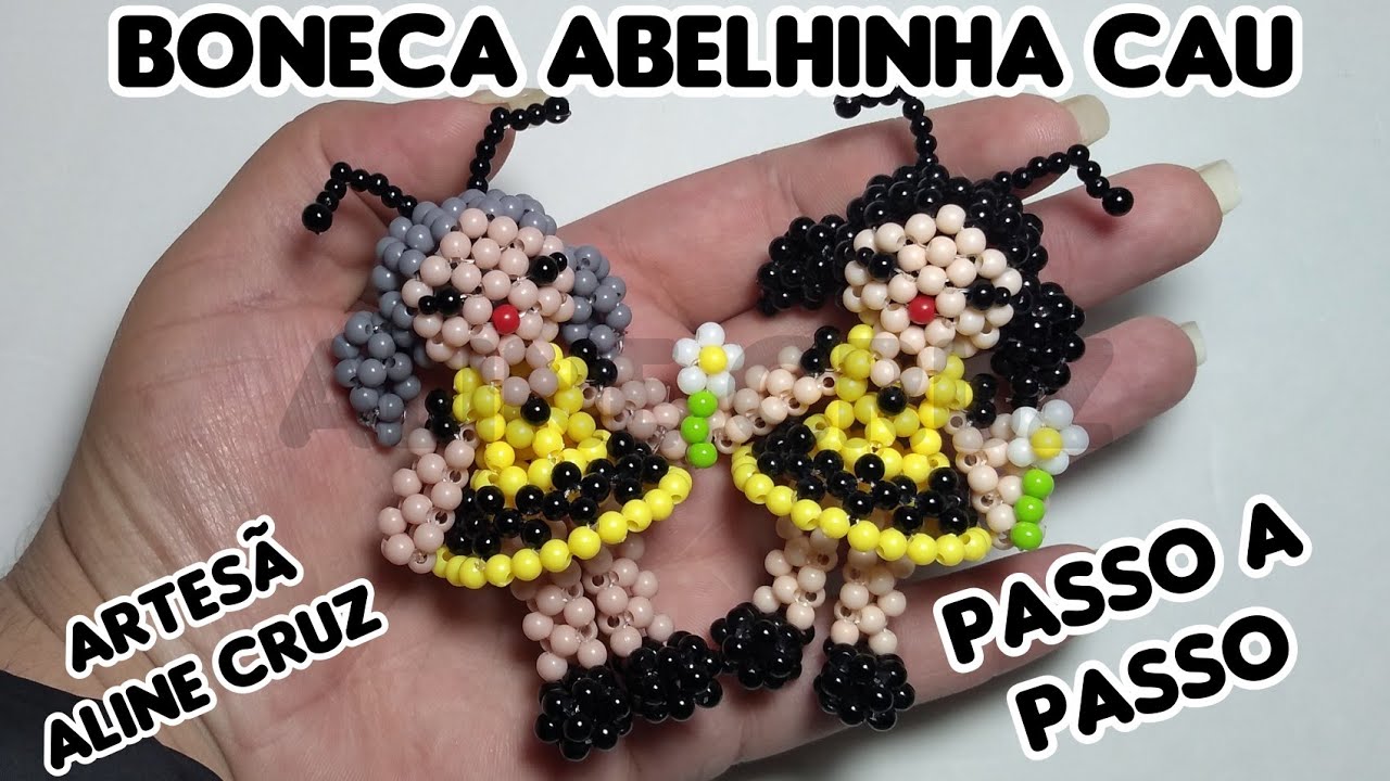 Boneca Abelha Cau de Miçangas- Passo a Passo (Beaded Doll Bee Theme) 🐝