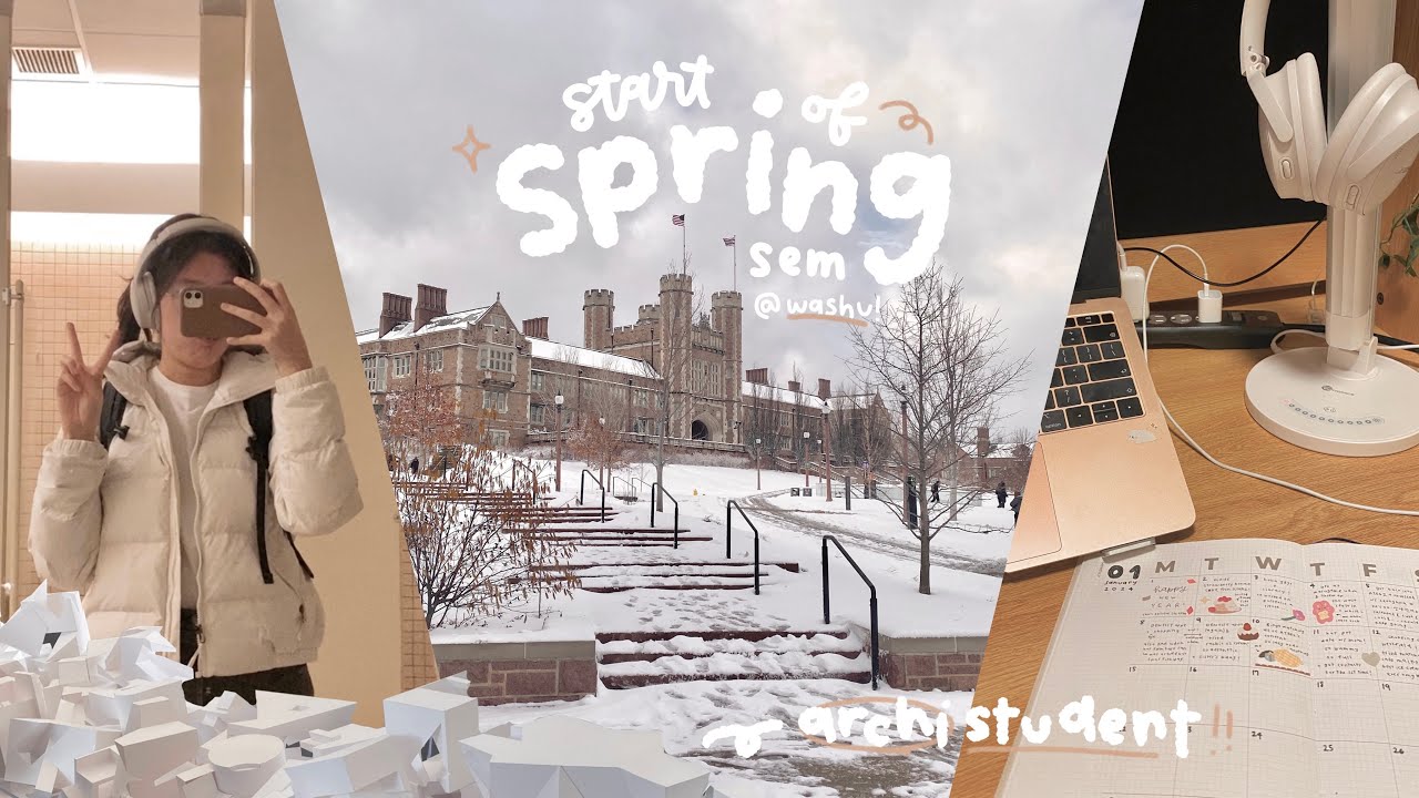 college vlog ❄️ the architecture life at washu, balancing school and social life, snow days