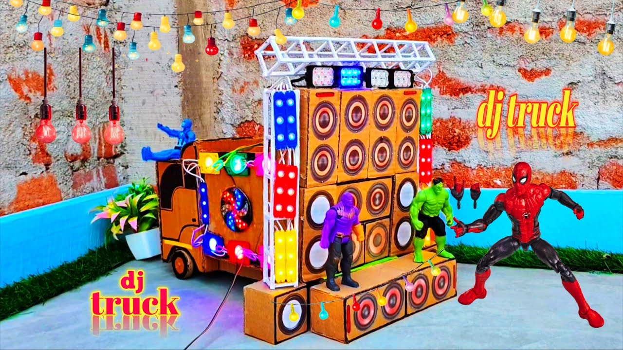 Mini Dj Truck loading At-New Home by cardboard making dj truck sharpy light big dj setup loading