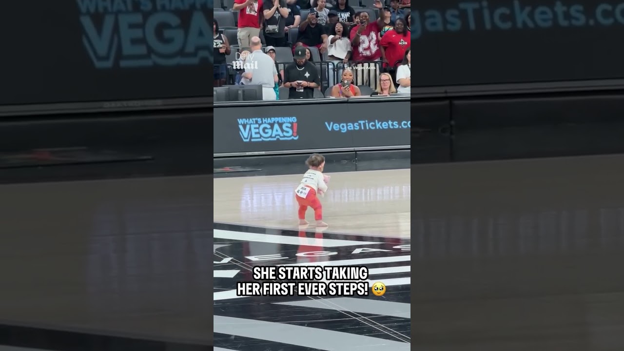 First steps on a WNBA court? Born to be a baller 🏀 🎥: Las Vegas Aces #wnba #basketball #baby #race