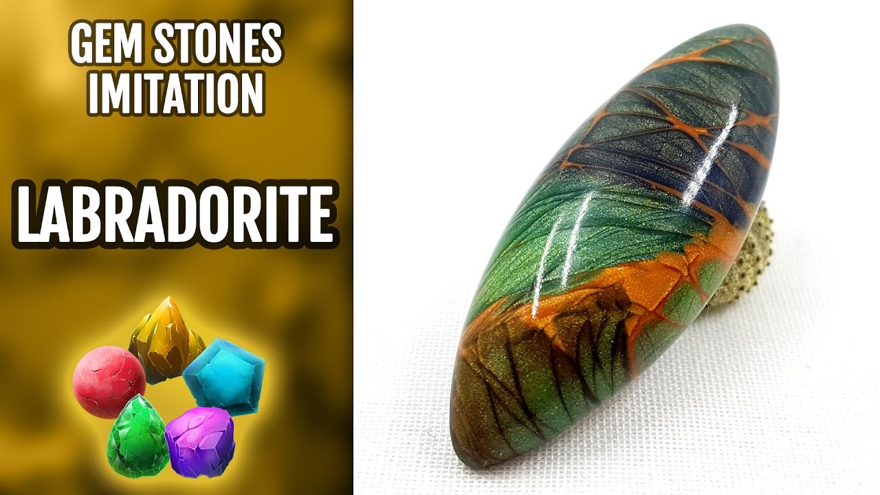 DIY Polymer Clay Realistic Labradorite Gemstone. Gemstone imitation technique. VIDEO Tutorial!