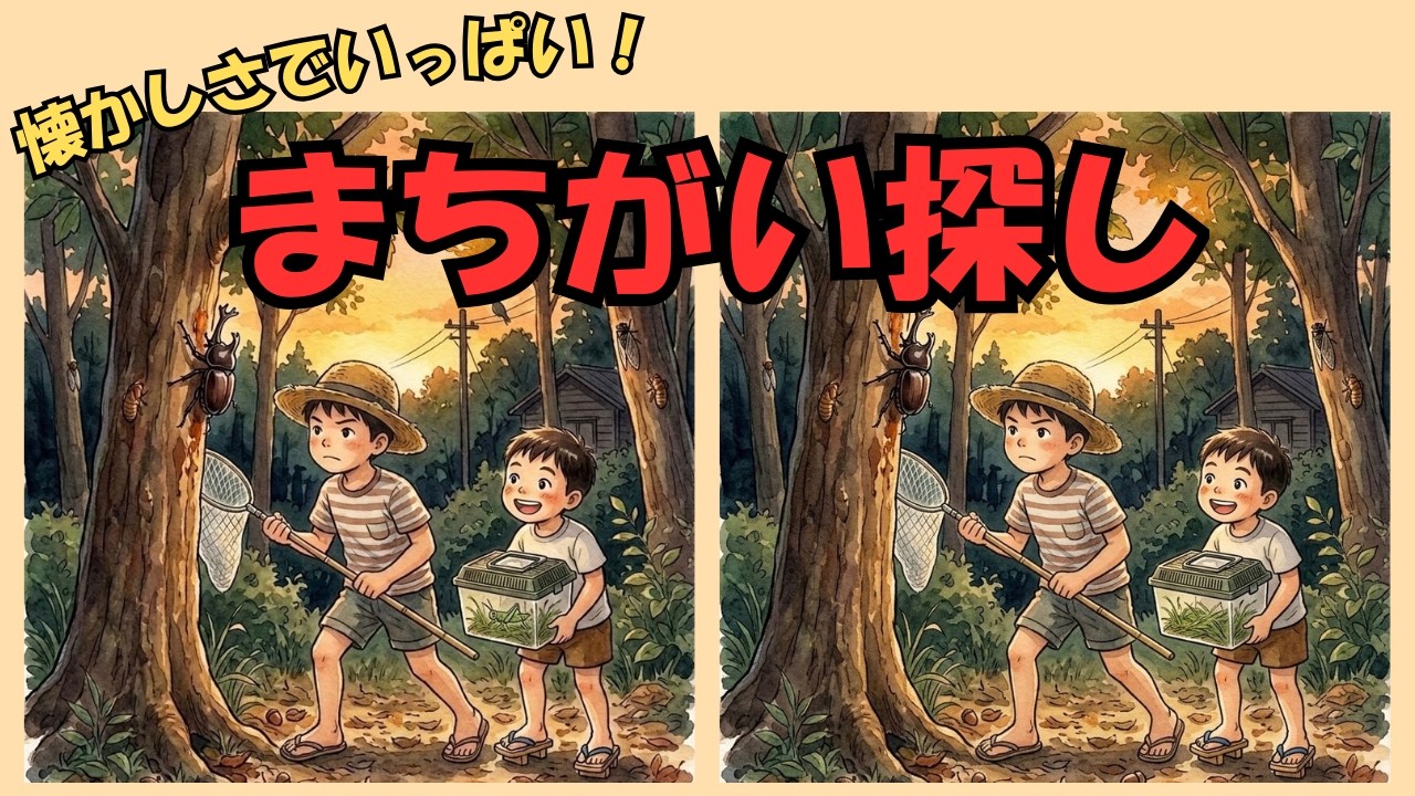 【脳トレ×まちがい探し】昭和世代必見！見るだけで脳が若返る？間違い探し5問/認知症予防/昭和の遊び