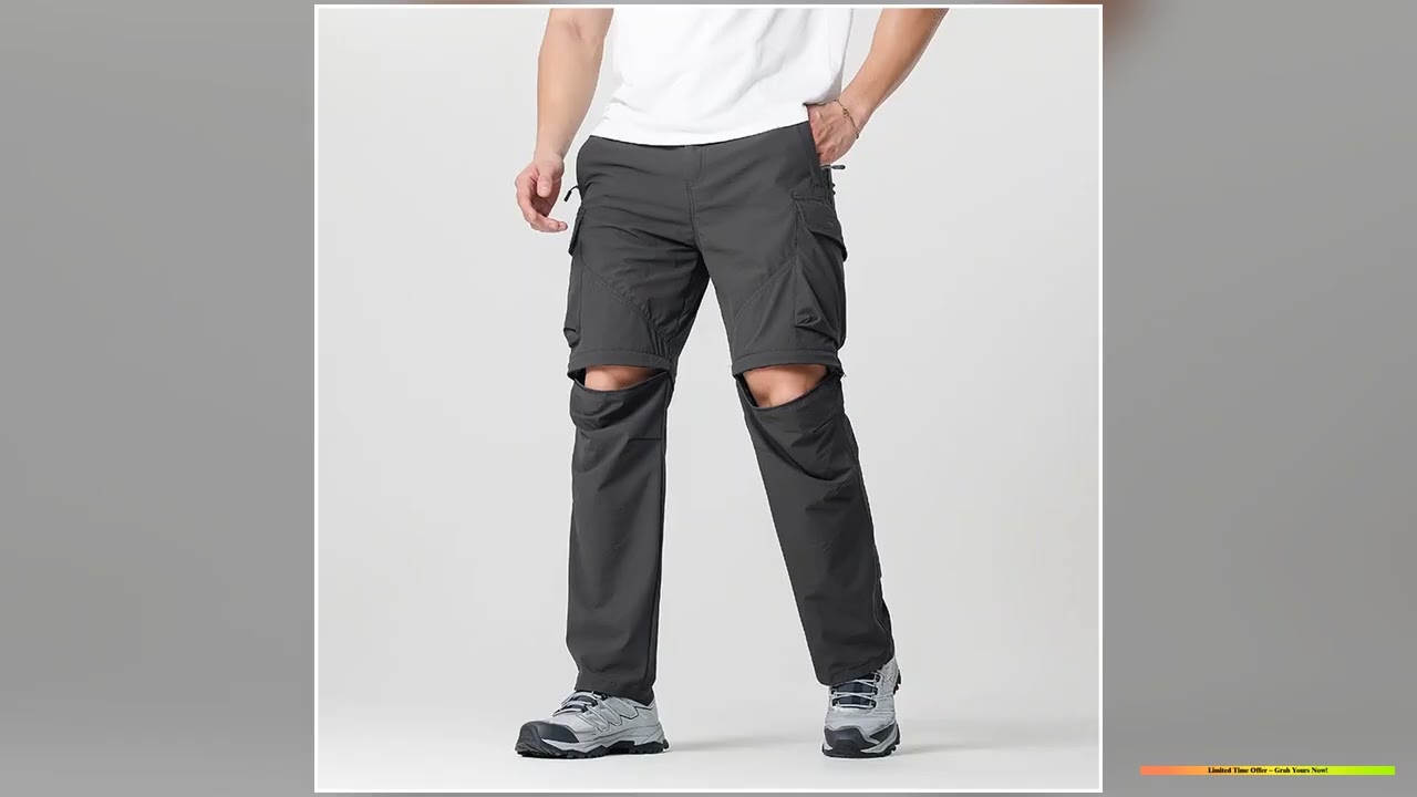 Mens Cargo Hiking Convertible Pants Waterproof Quick Dry Lightweight Removable Zipper Perfect for