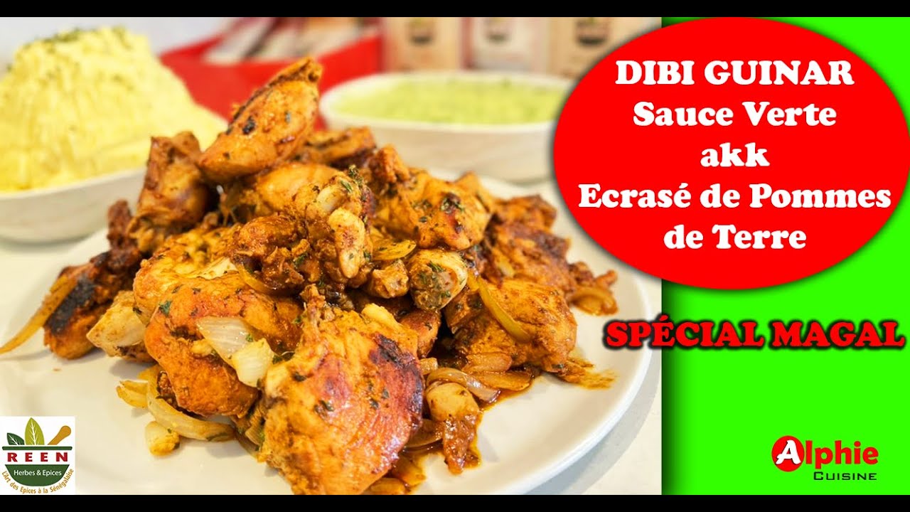 Dibi Guinar a la Poêle 😋 Sauce Verte akk Ecrasé de Pommes de Terre | Spécial Magal Touba