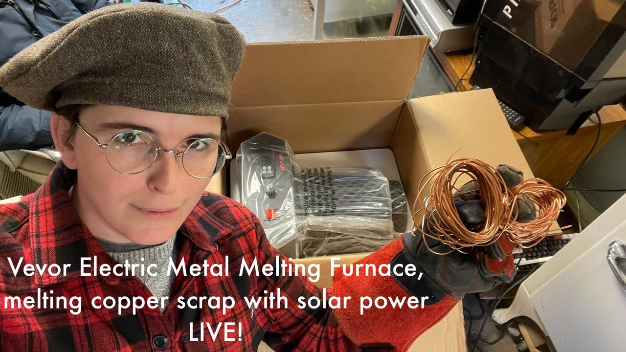 Unboxing Vevor Metal Melting Furnace, and melting copper scrap with solar power LIVE!