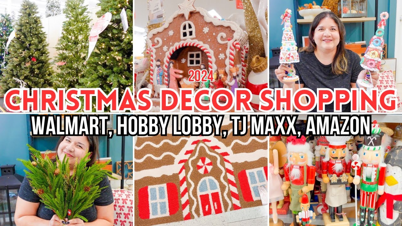 CHRISTMAS SHOP WITH ME! WALMART, HOBBY LOBBY, TJMAXX & AMAZON. CHRISTMAS DECOR HAUL 2024