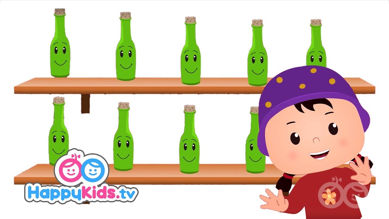 Ten Green Bottles - Nursery Rhymes For Kids And Children | HappyKids