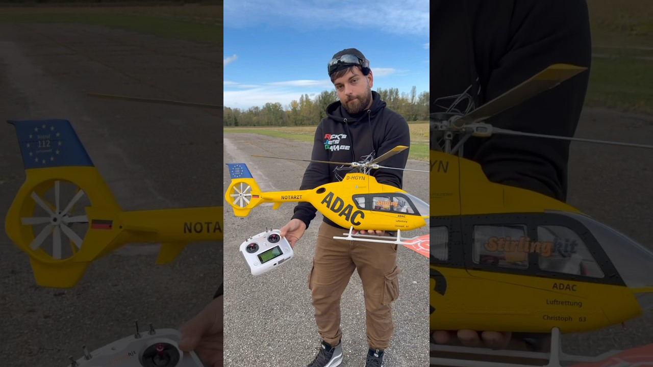 HUGE R/C HELICOPTER!🔥- Flywing EC135 470Class ADAC from @Stirlingkit 🚁 #rc #modelaviation #yt