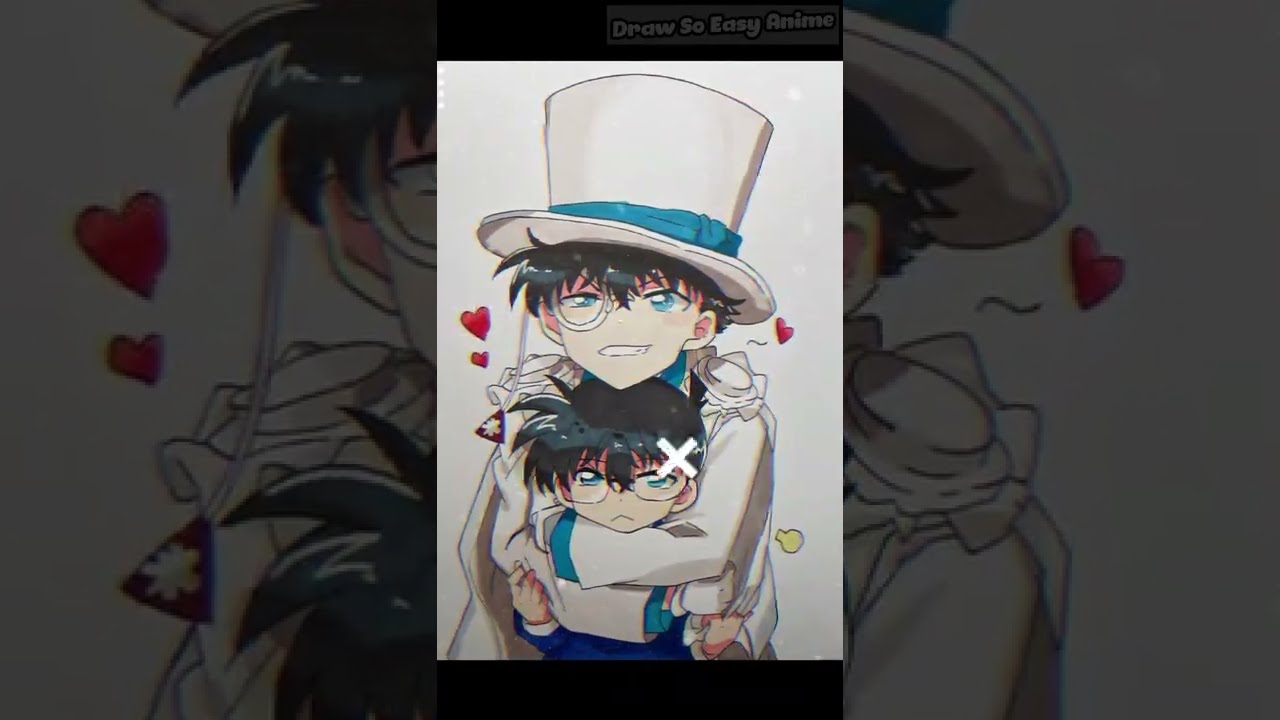 Drawing Kaito Kid x Conan | Draw so easy Anime #conan #kaitokid #drawing  #detectiveconan #shorts