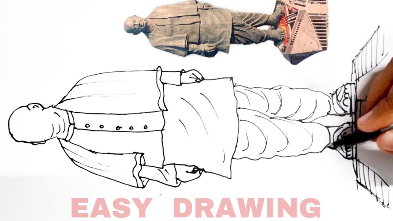 How to draw Statue of Unity Drawing // Sardar Vallabhbhai Patel Drawing