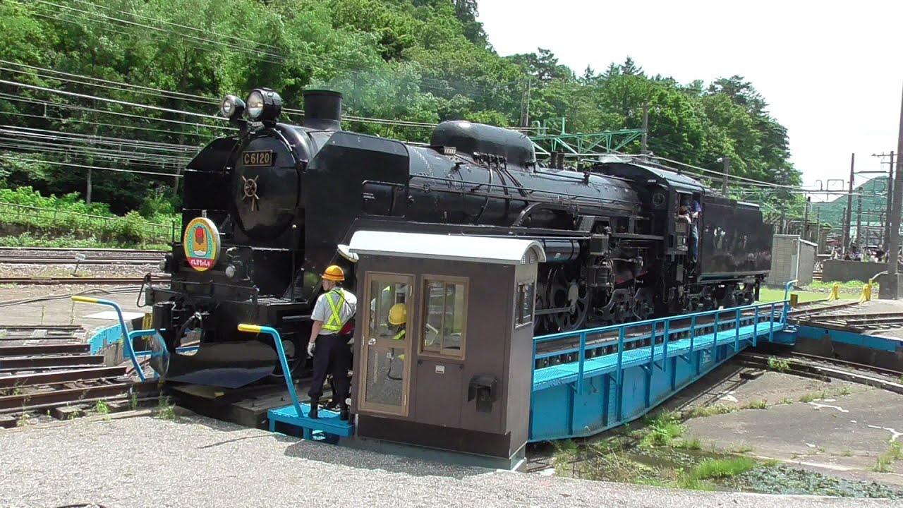 8月1日は蒸気機関車 C61 20 の誕生日、今年で75歳!　 1949(昭和24)年8月1日 製造　水上駅の転車台で1回転半　JR上越線 水上駅　2024年7月21日 撮影