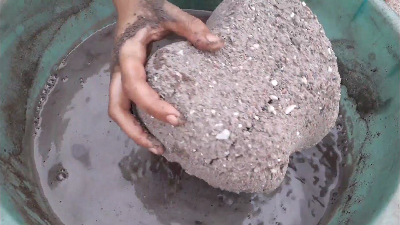 Crunchiest sand cemet gritty shapes only crumbling in water asmr video 💤💦🤤