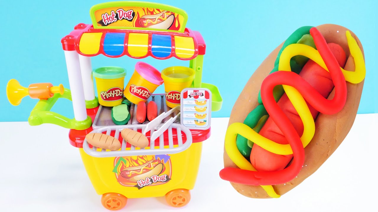 Play Doh Schule. Wir machen aus Knete einen Hot Dog. Video f&uuml;r Kinder.