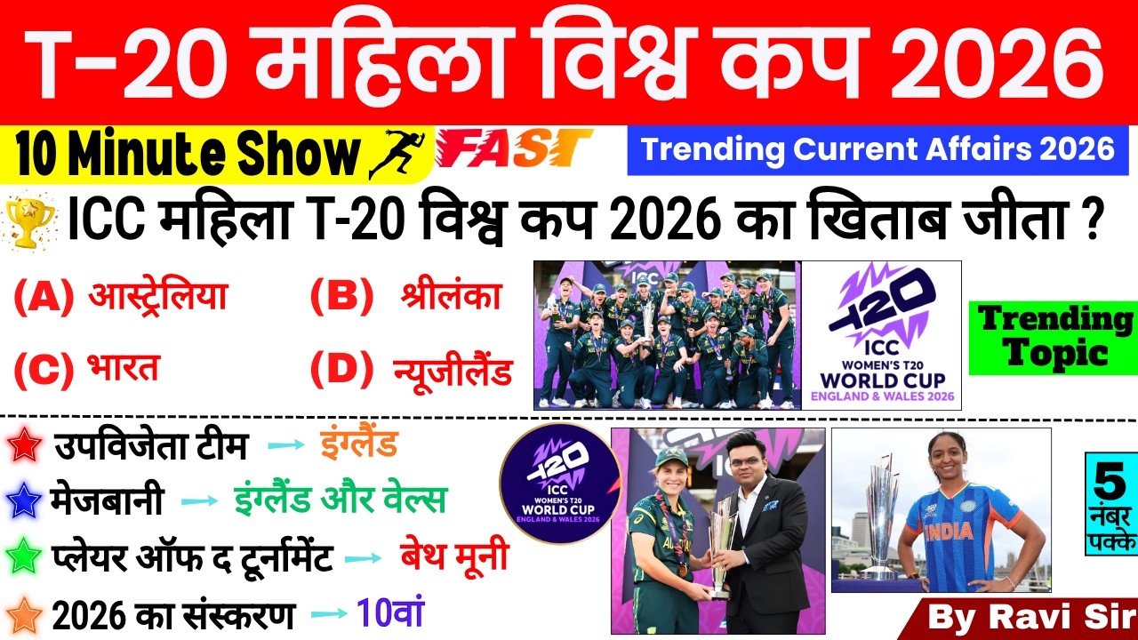 ICC women's T20 World Cup 2026 | ICC महिला t20 विश्व कप 2026 |Sports Current Affairs 2026