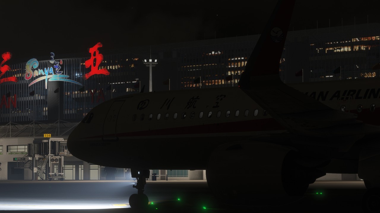 Sichuan Airlines FSLabs PW A321-271NX China ZJSY Sanya Phoenix Intl. Airport NIGHT