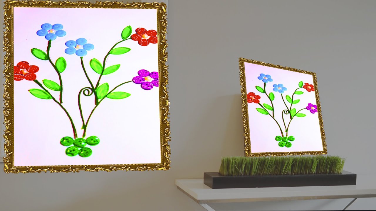 Wall Mate/hanging by button/ Button idea/ recycle of button/ Wall hanging crafts idea