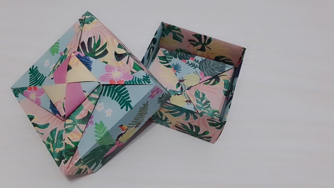 Origami Box. Square Box.【摺紙】紙盒. Caja cuadrada. (Tomoko Fuse )