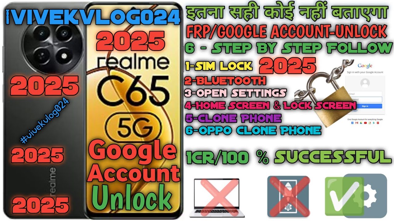 Realne C65 Google Account Remove | New Trick Frp Bypass 2025 | #vivekvlog024 #frp #frpbypass2025