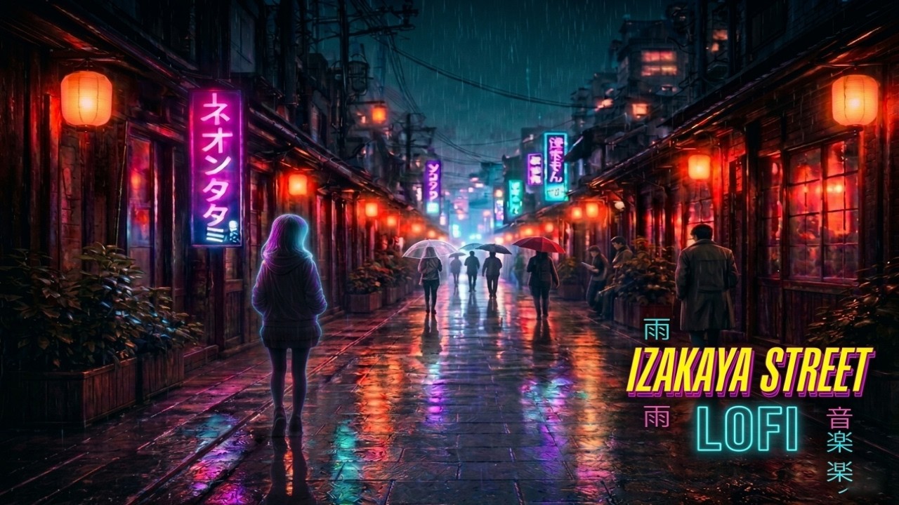 3AM Rainy Izakaya Street 🌧️ Chill Lofi Beats | Neon Tatami