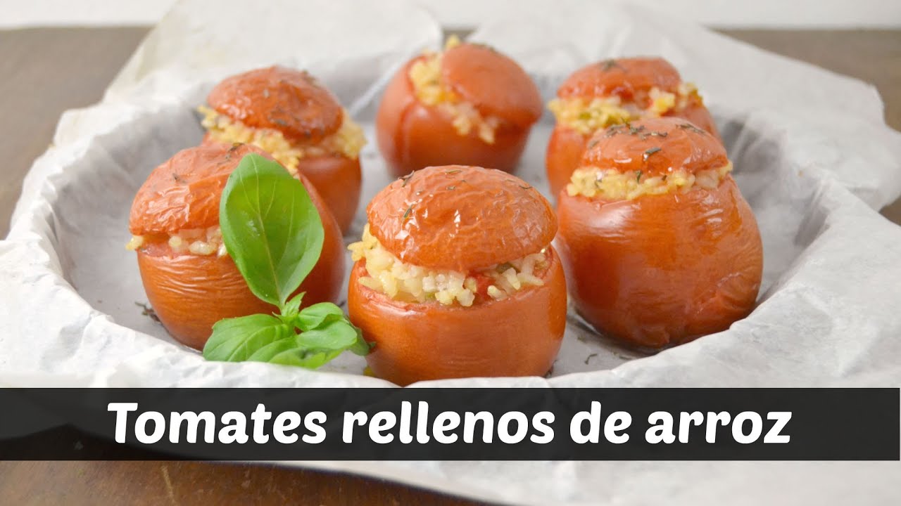 Tomates rellenos de arroz al horno. Receta