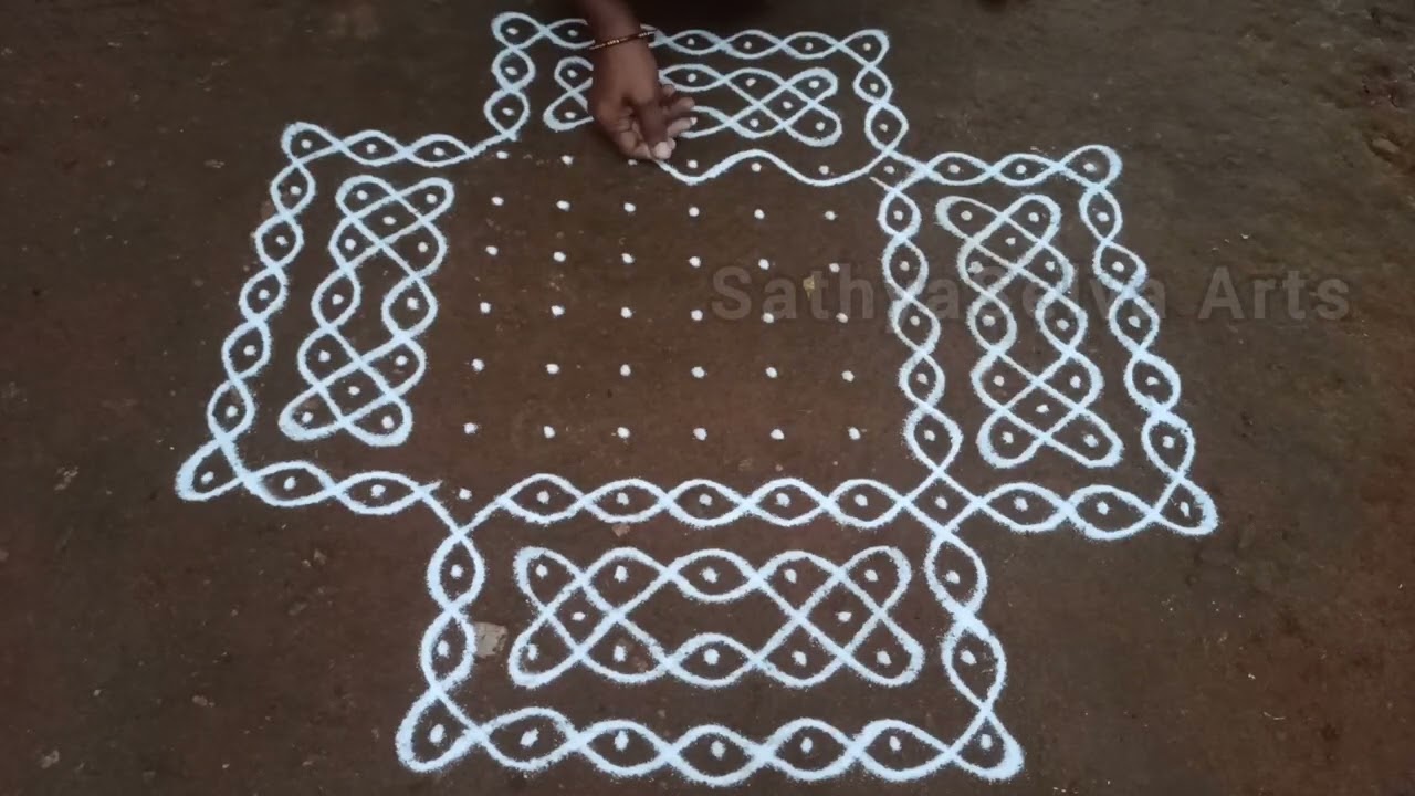 13 x 7 dots margazhi madha Kambi kolam | easy sikku kolam | SathyaSelva Arts